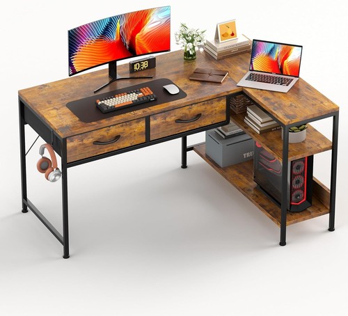Shaped computer desk with - l,