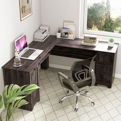 Shaped corner computer desk - computer,