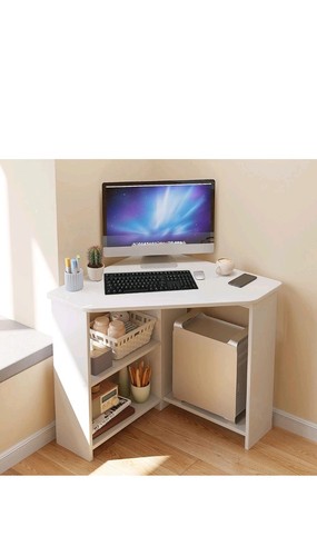 White wood office desk - white,