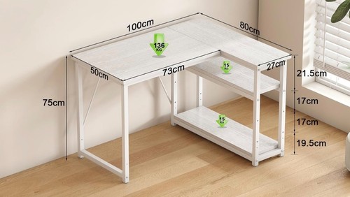 White shaped computer desk - l,