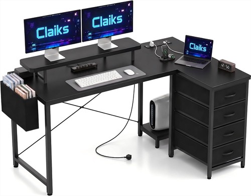 Shaped computer desk - desk, 3