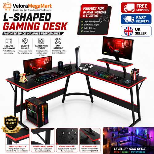 Shaped corner gaming desk - gaming,