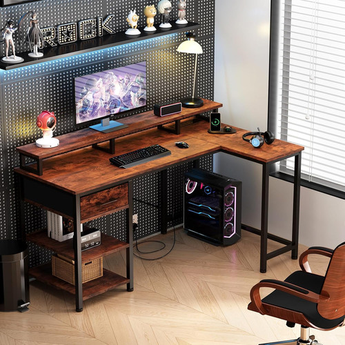 Shaped corner desk with - l,