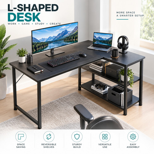Shaped gaming desk computer - l,